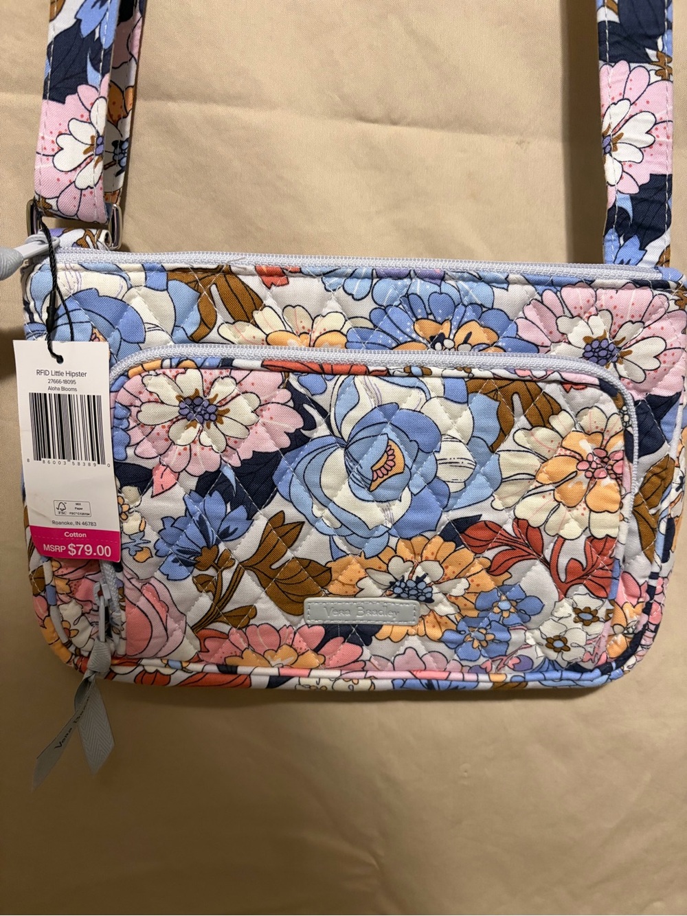 Vera Bradley Floral Quilted Crossbody in Blue, Pink & Brown - Picture 2 of 7